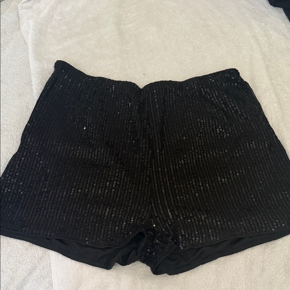 Black Sequin Women's Shorts